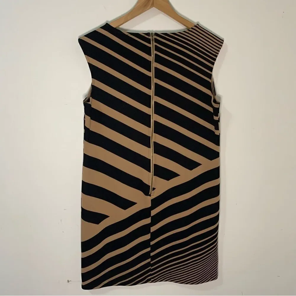 Ann Taylor LOFT Womens Sleeveless Dress Size 12 Black and Brown Striped - Picture 4 of 4